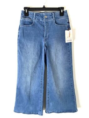 NYDJ Marilyn Crop High Rise Wide Leg Capri Jeans Lift Tuck Medium Wash NWT